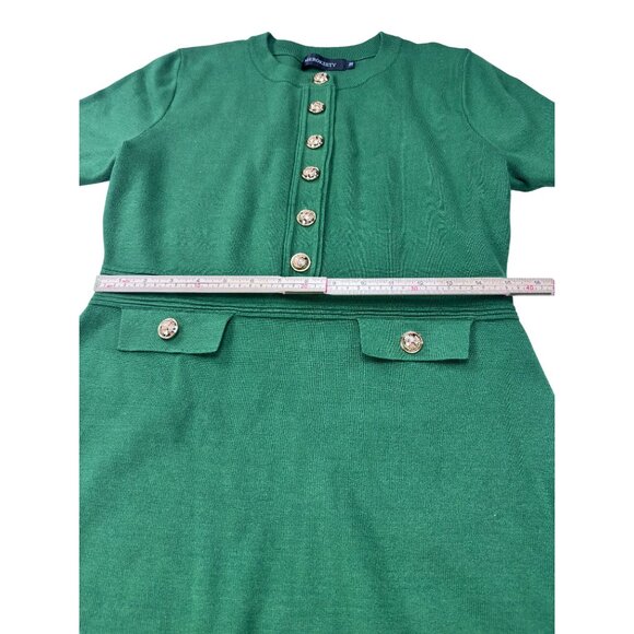 Merokeety Green Short-Sleeve Knee-Length Dress With Gold Button Accents Ribbed D - Picture 8 of 12